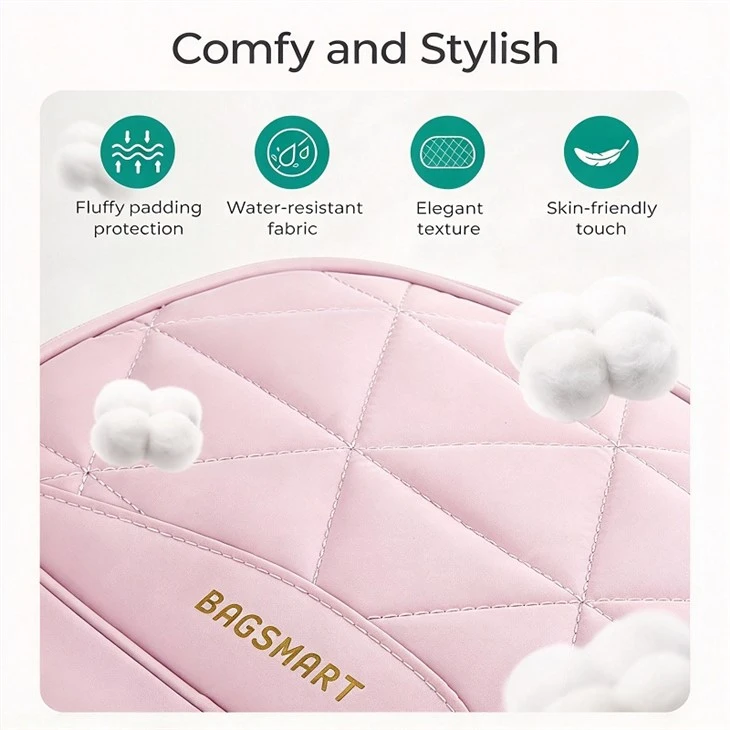 Custom Pink Quilted Jewelry Travel Case With Folding Compartments factory