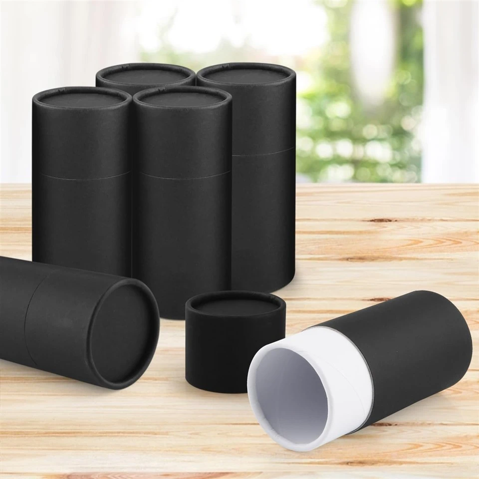 Custom Black Round Paperboard Cylinder Tube Packaging
