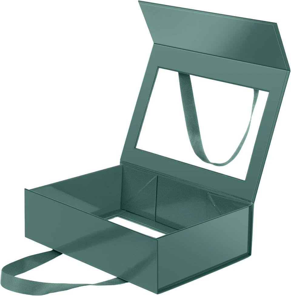 Custom Dark Green Collapsible Window Gift Box