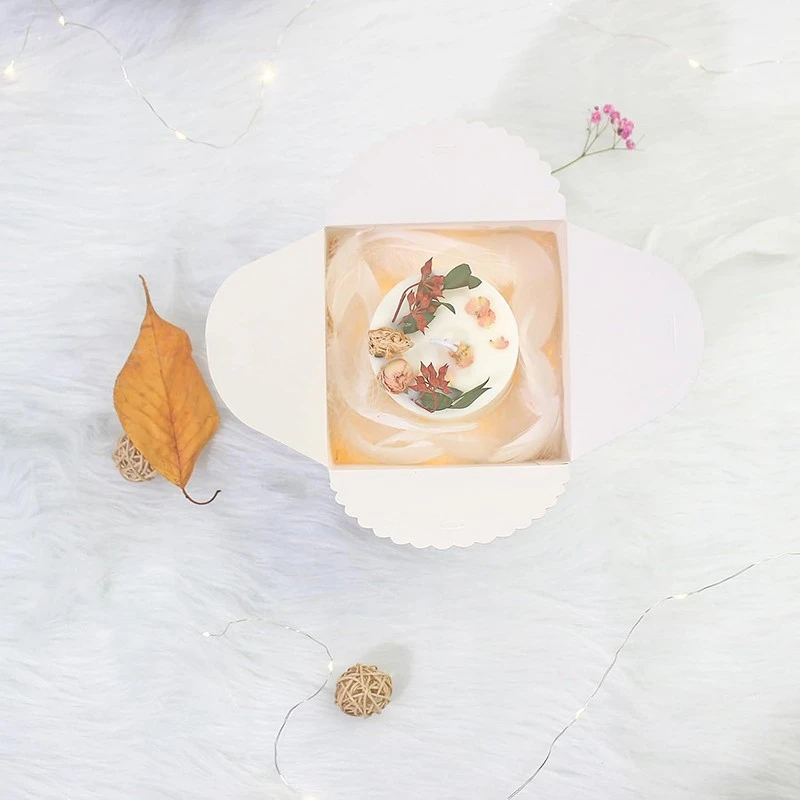 Custom Glitter Silver Scalloped Gift Box With Silver Satin Ribbon high quality