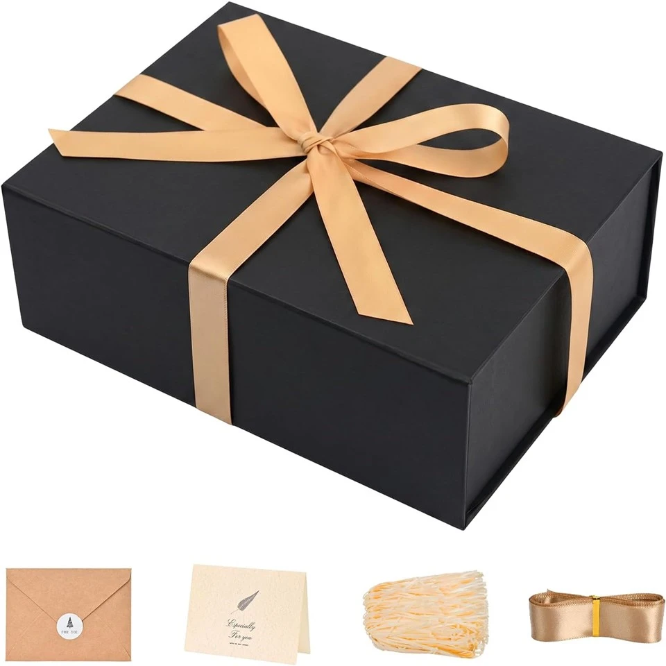 Custom Matte Black Collapsible Magnetic Gift Box Set