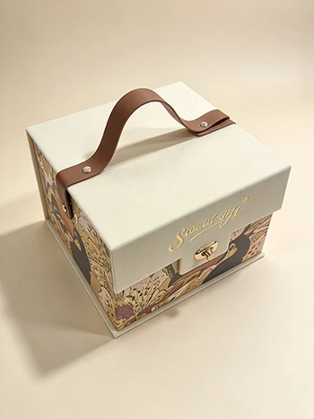 Custom Vintage Floral Gift Box With Leather Handle & Metal Lock
