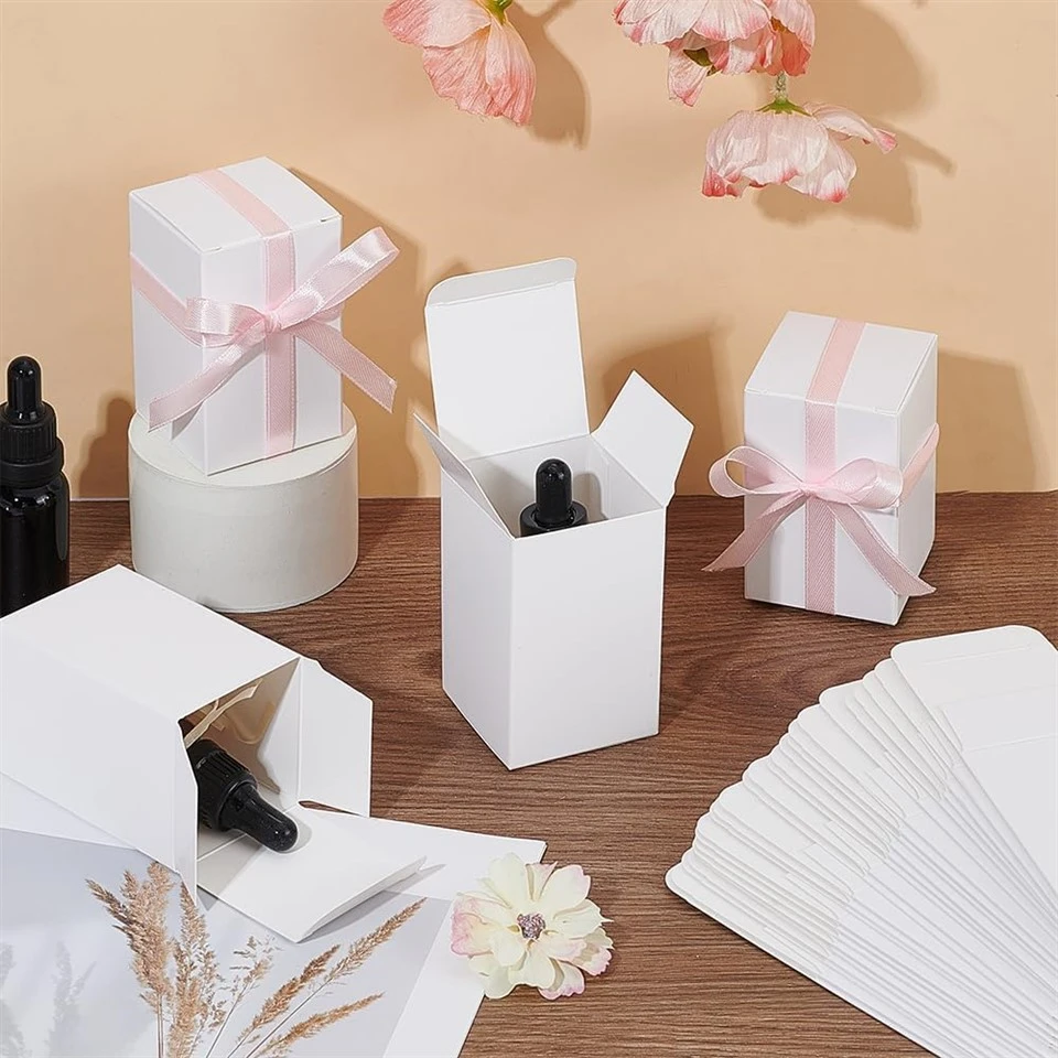Custom White Paper Gift Box With Ribbon