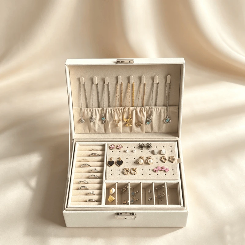 Multi-Compartment PU Jewelry Organizer Box Multi-Compartment PU Jewelry Organizer Box