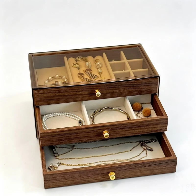 Wooden Jewelry Organizer with Clear Acrylic Cover Wooden Jewelry Organizer with Clear Acrylic Cover