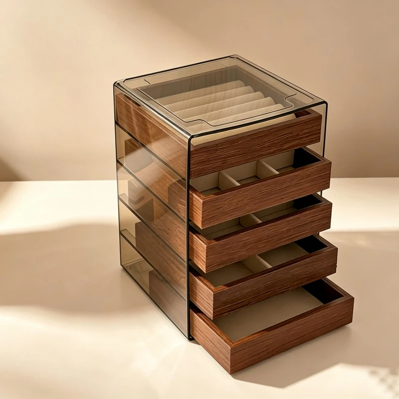 Wooden Jewelry Organizer with Clear Acrylic Cover Wooden Jewelry Organizer with Clear Acrylic Cover