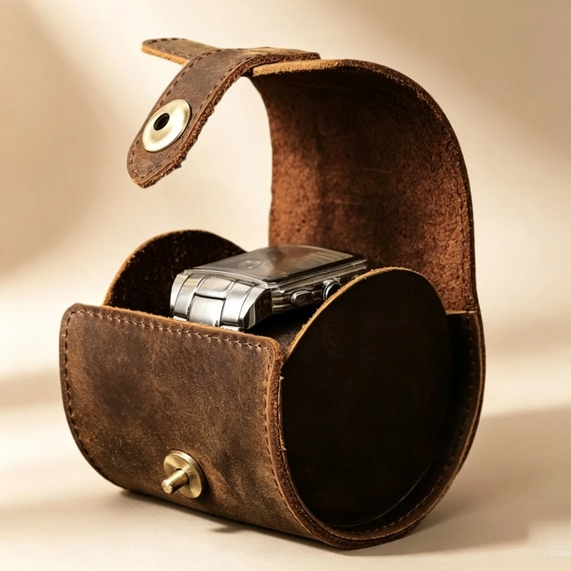 Vintage Leather Single Watch Roll Case Vintage Leather Single Watch Roll Case