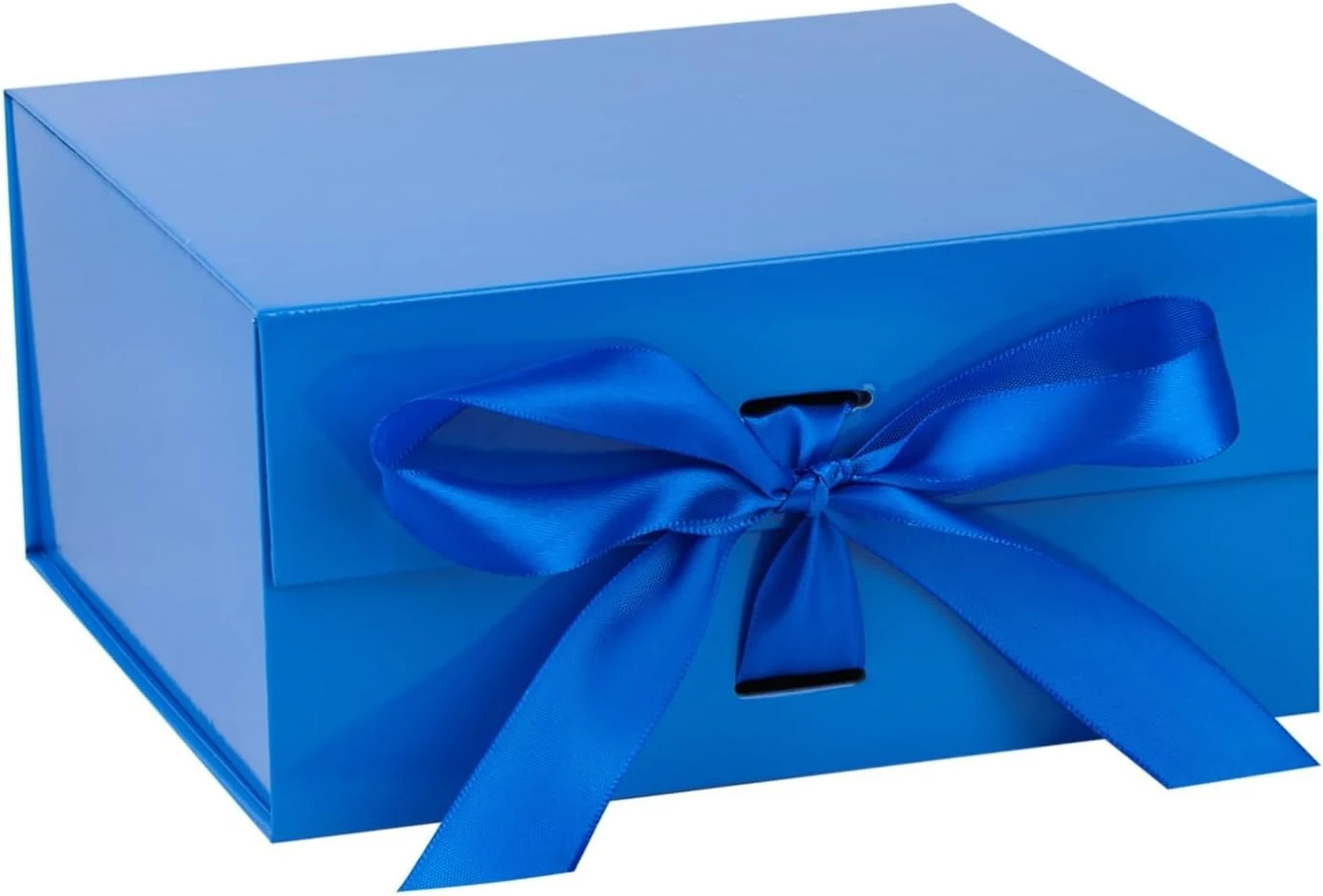 Custom Royal Blue Collapsible Ribbon Box with Magnetic Closure Custom Royal Blue Collapsible Ribbon Box with Magnetic Closure
