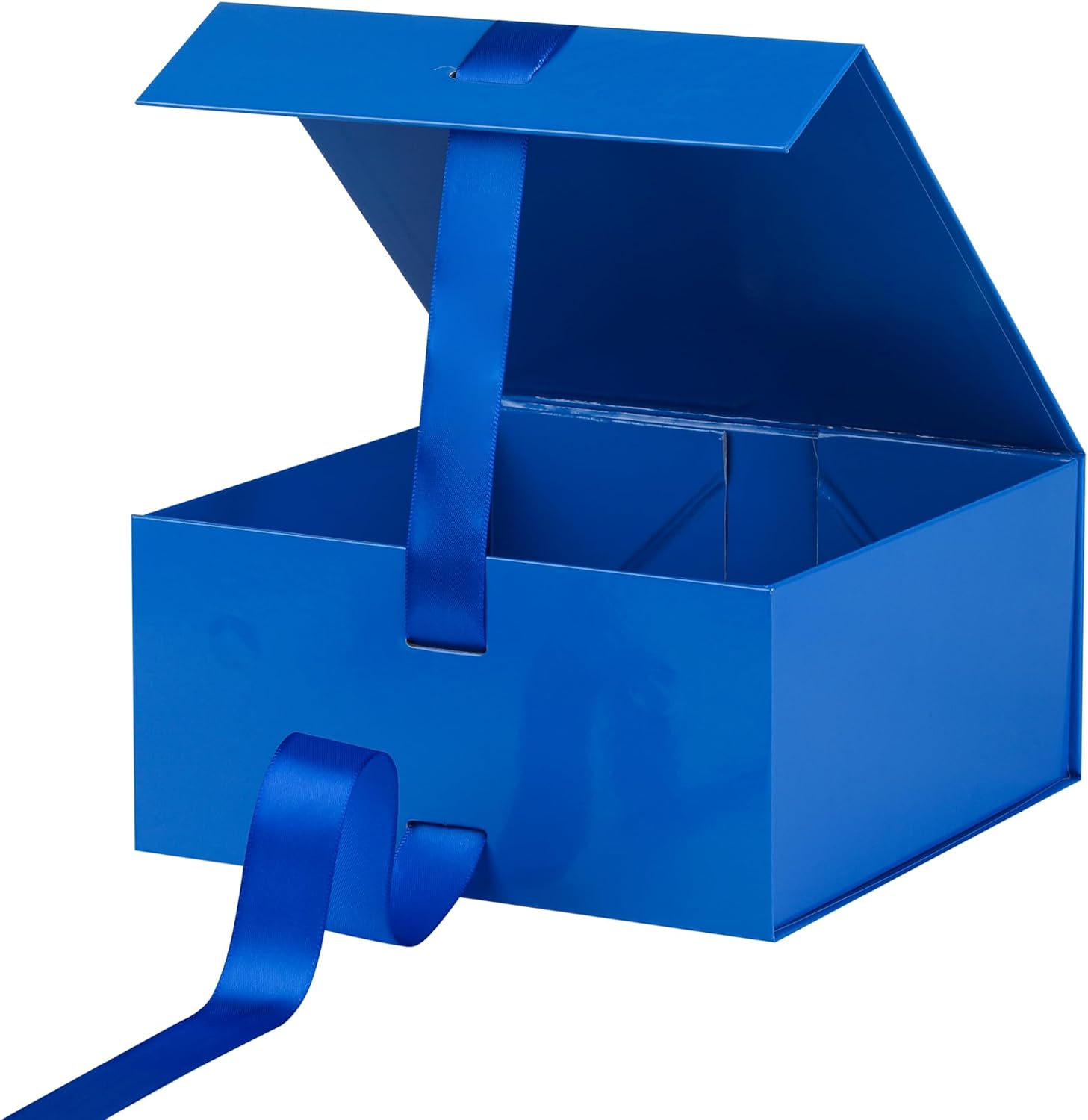 Custom Royal Blue Collapsible Ribbon Box with Magnetic Closure Custom Royal Blue Collapsible Ribbon Box with Magnetic Closure