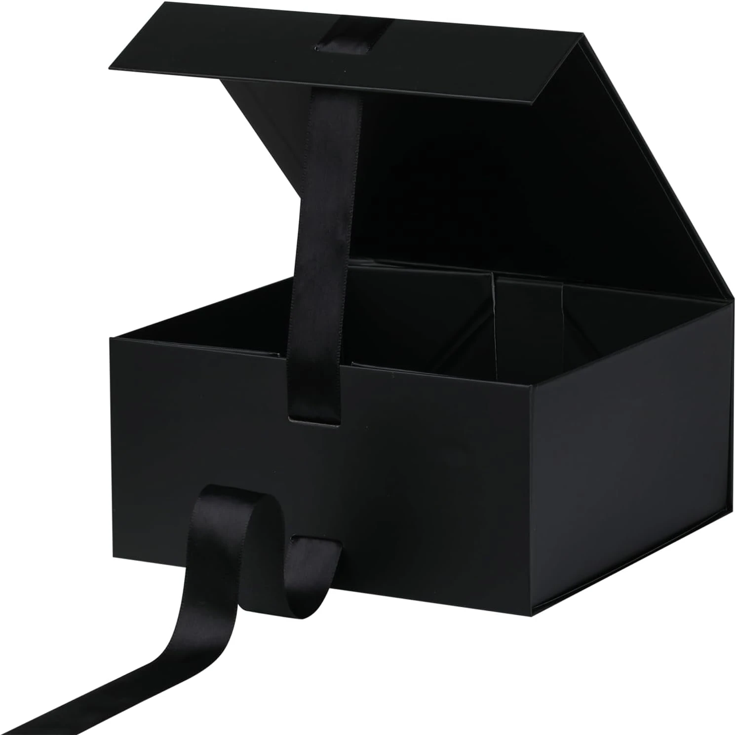 Custom Classic Black Collapsible Ribbon Box with Magnetic Closure Custom Classic Black Collapsible Ribbon Box with Magnetic Closure
