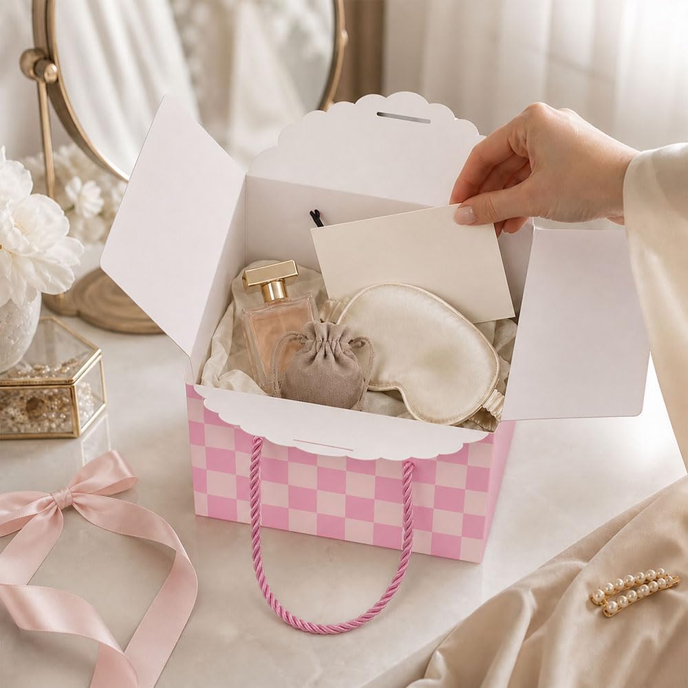 Custom Pink Checkerboard Gift Box Custom Pink Checkerboard Gift Box