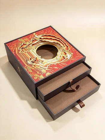Custom 3D Layered Paper Carving Box with Double Drawers Custom 3D Layered Paper Carving Box with Double Drawers