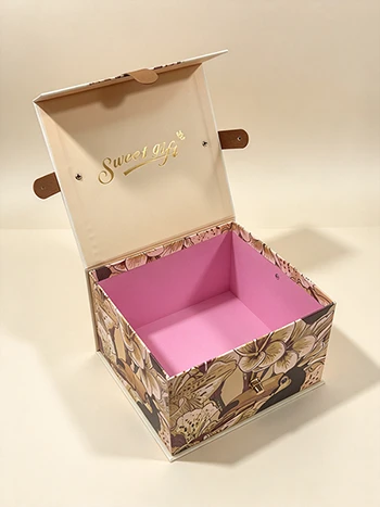 Custom Vintage Floral Gift Box with Leather Handle & Metal Lock Custom Vintage Floral Gift Box with Leather Handle & Metal Lock