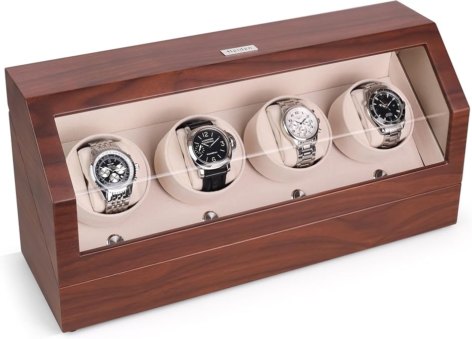 Custom Wooden 4 Watch Display Box with Transparent Lid Custom Wooden 4 Watch Display Box with Transparent Lid