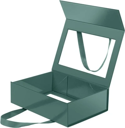 Custom Dark Green Collapsible Window Gift Box