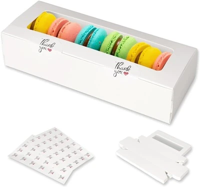 Custom Long White Window Box For Macarons & Truffles