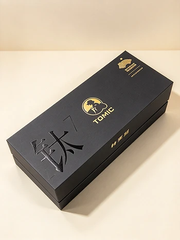 Custom Matte Black Rigid Gift Box With Gold Foil Stamping & Spot UV