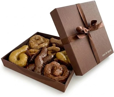 Custom Mocha Brown Rigid Telescope Gift Box With Satin Ribbon