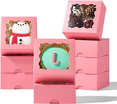Custom Pink Windowed Bakery Box For Christmas & Valentine Treats