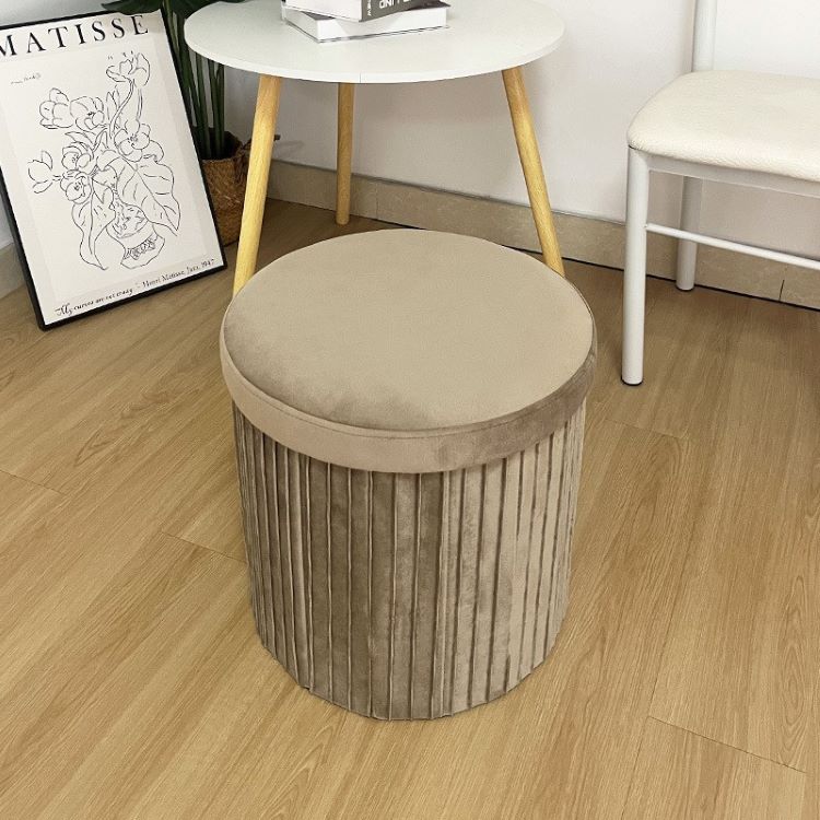 Velvet Custom Striped Multi-Function Storage Bench Stool