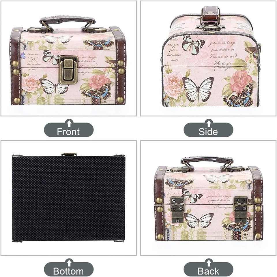 Vintage Butterfly Printed Jewelry Storage Box With Handle best