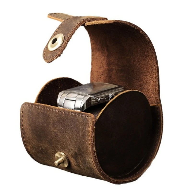 Vintage Leather Single Watch Roll Case